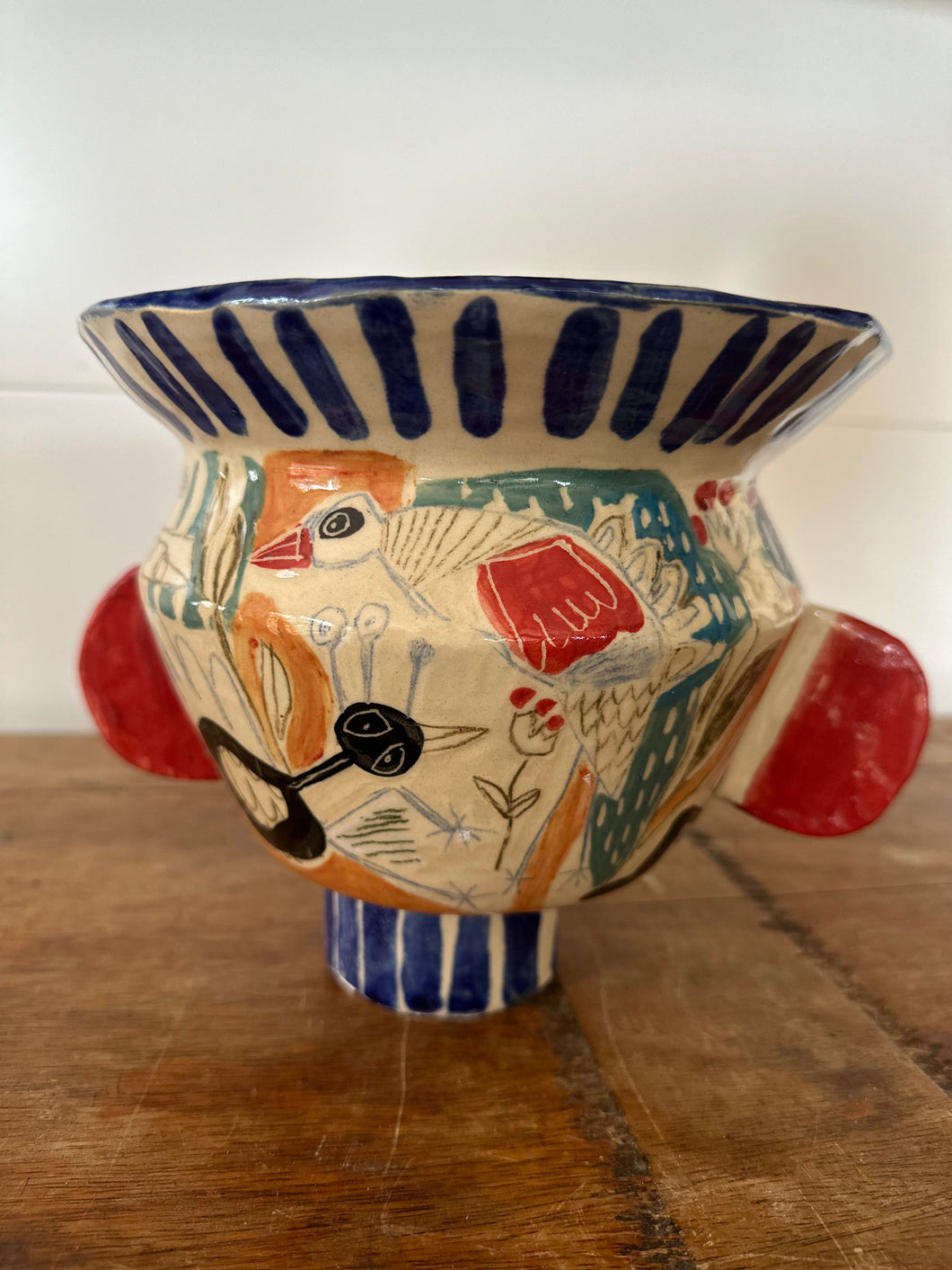 Vase oiseaux en couleur